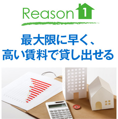 Reason1　最大限に早く、高い賃料で貸し出せる
